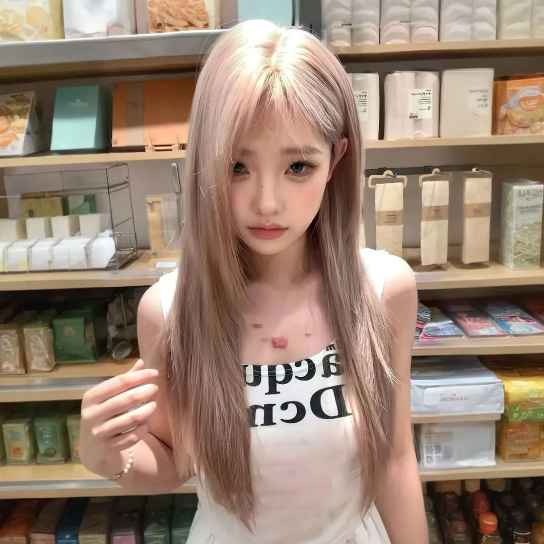 Tiramisu trendy wig with Korean style, full bangs and layered fringe, high-quality wig