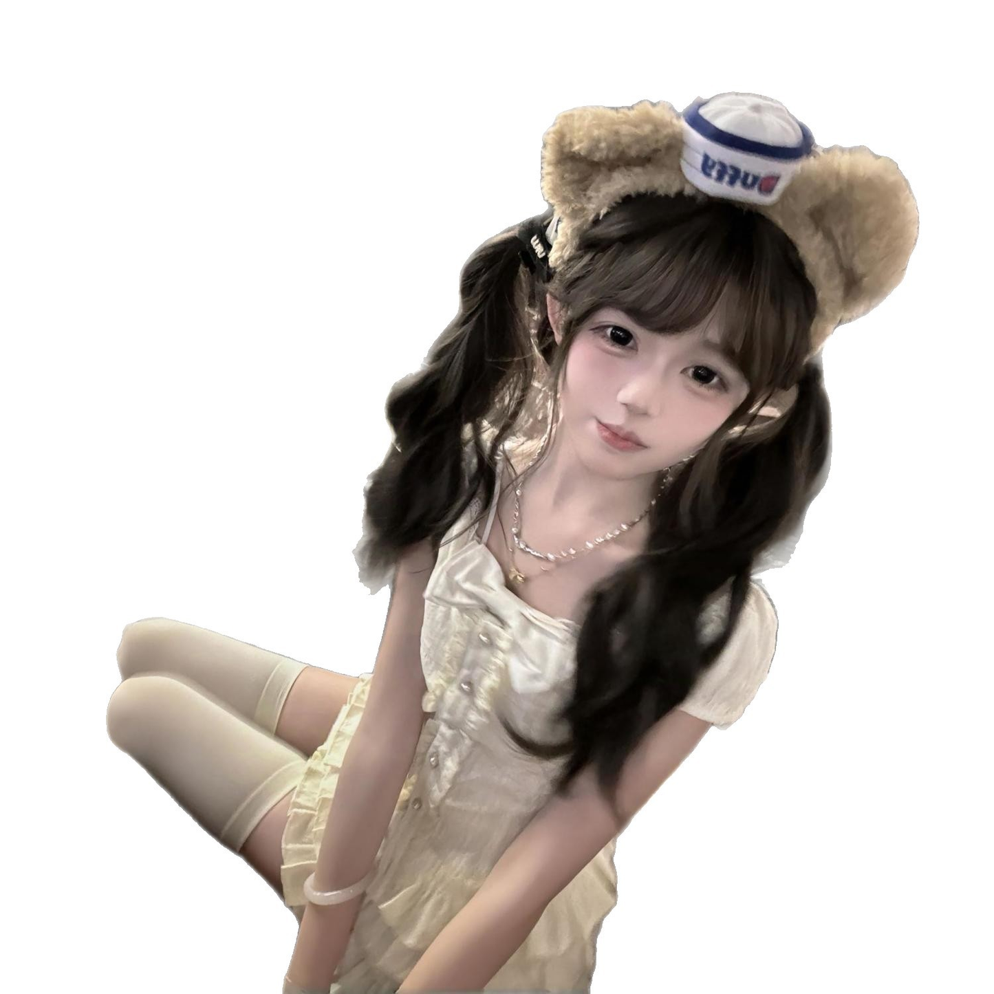 Long-haired Lolita long curly hair wig for women, full-head style with double ponytails, curly hair Lolita wig for women.