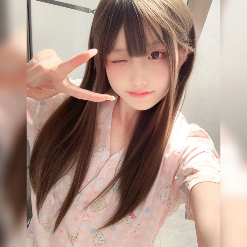 &nbsp;straight hair in cool brown, sweet and popular among students, full headpiece for summer Double ponytail wig for women with long&nbsp;